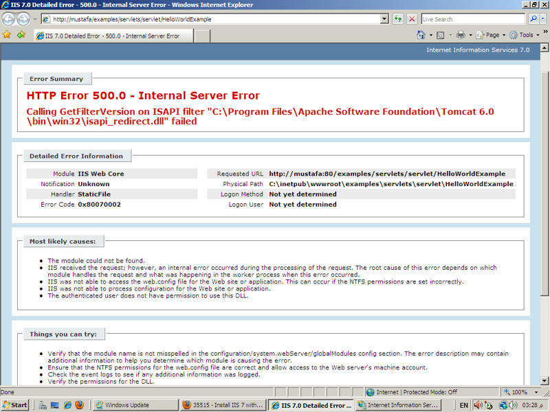 iis 7 with apache tomact