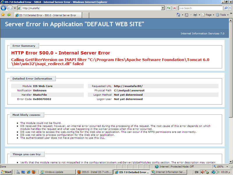 iis 7 with apache tomact